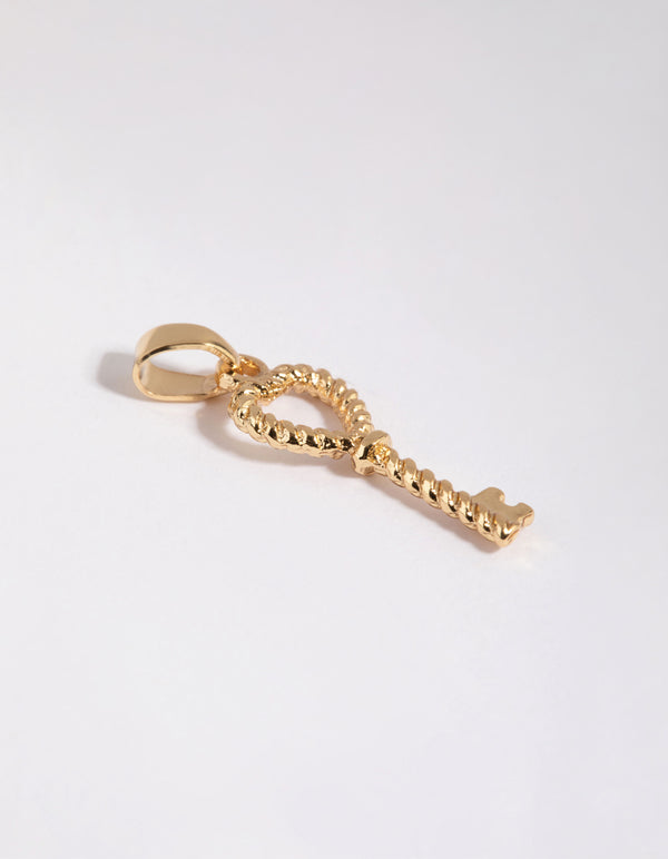 Gold Plated Twisted Key Charm