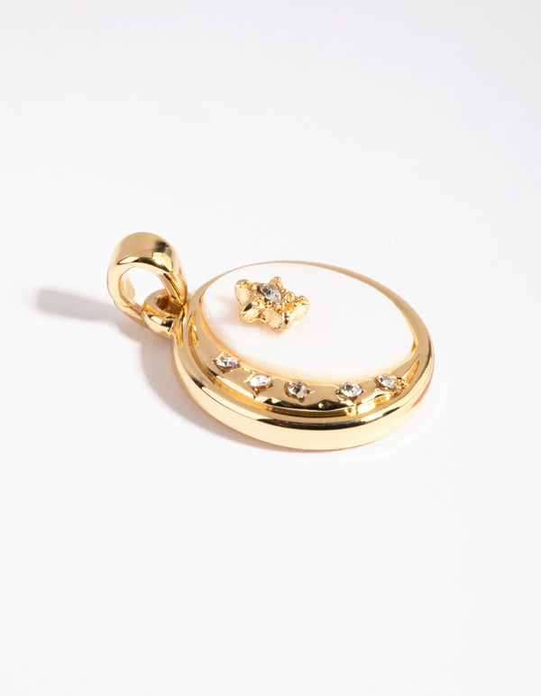 Gold Plated Celestial Shell Inlay Charm