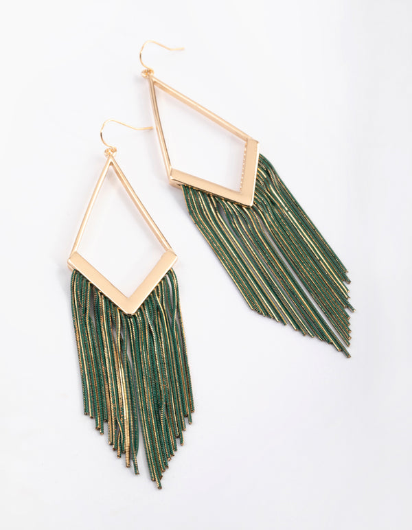 Green Diamond Cut Snake Chain Earrings