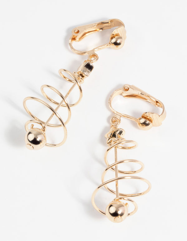 Festive Spiral Tree Clip-On Earrings