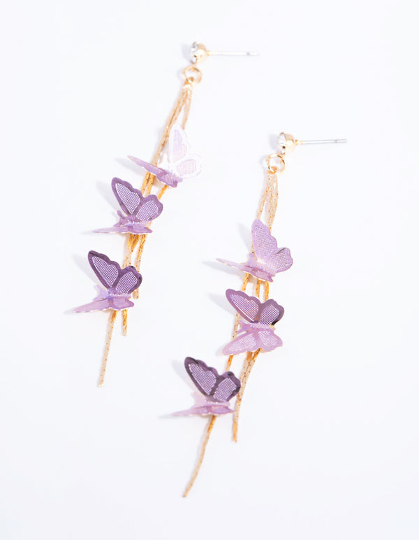 Lilac Butterfly Drop Earrings