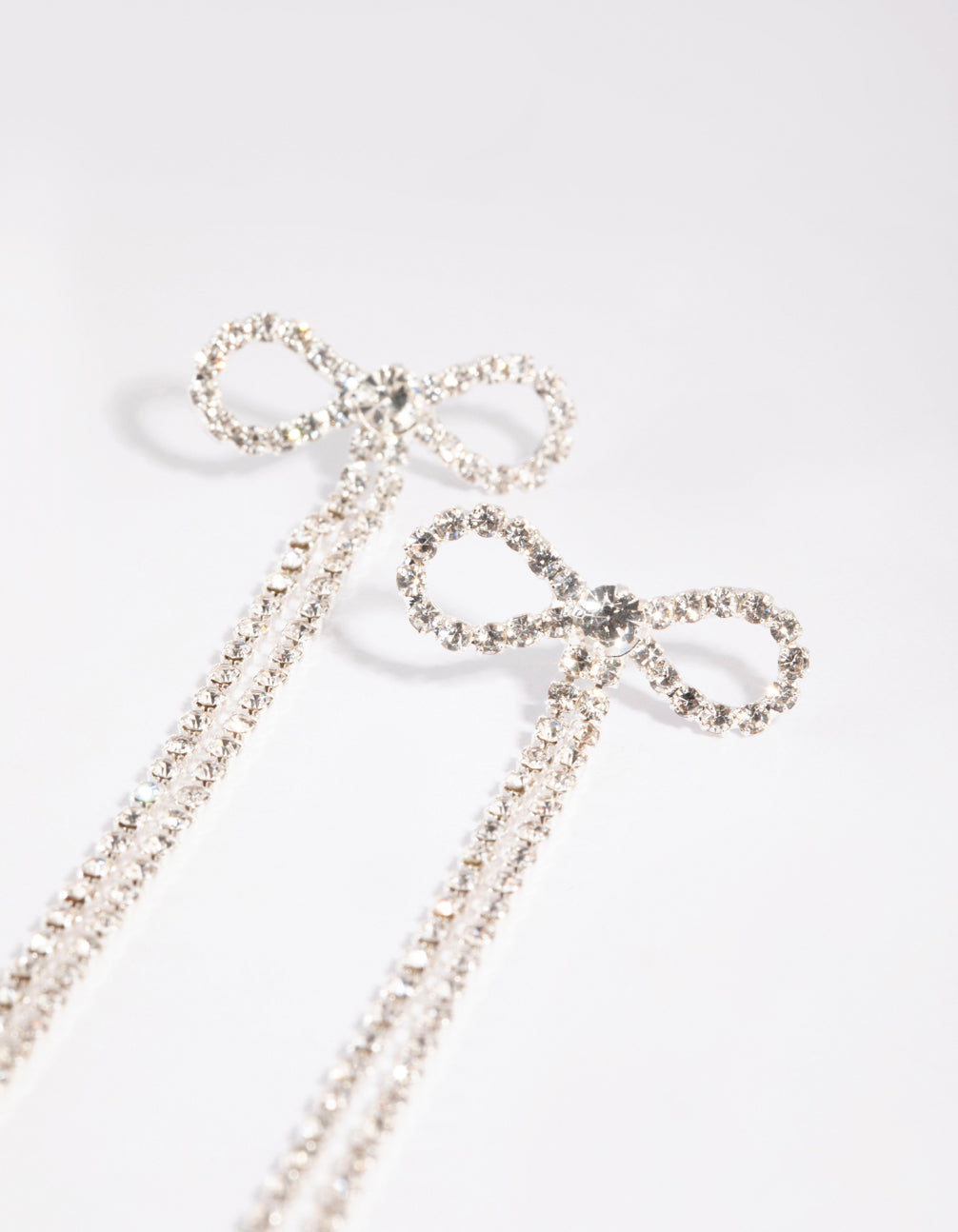 Silver Bow Cup Chain Drop Earrings