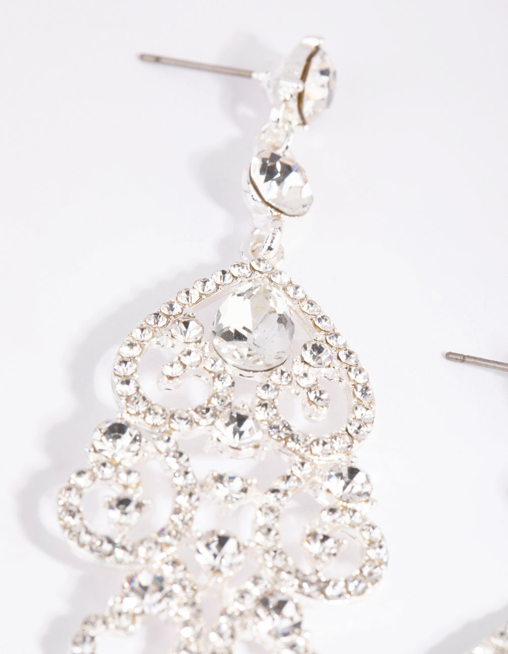 Silver Statement Diamante & Pearl Drop Earrings