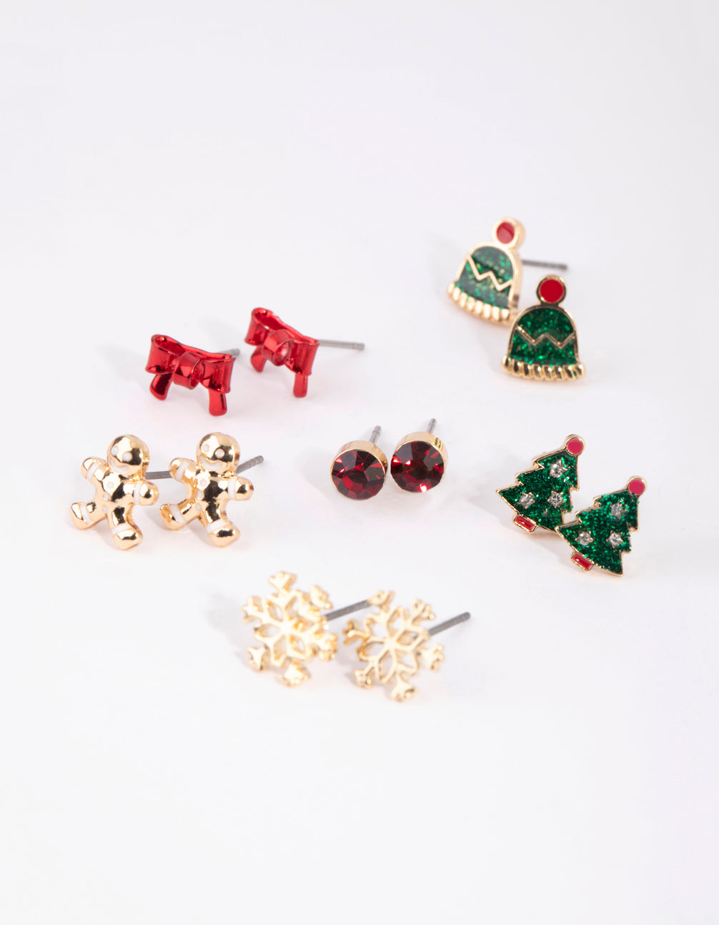 Kids Festive Hat & Bow Stud Earring 6-Pack