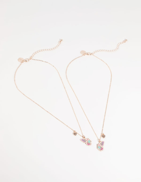 Kids Butterfly Best Friend Necklace Set