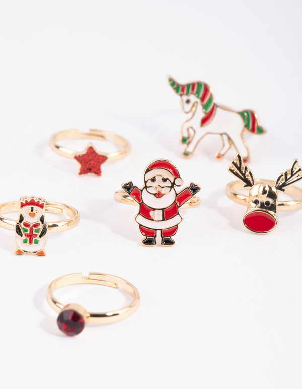 Kids Festive Santa Ring 6-Pack