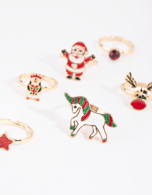 Kids Festive Santa Ring 6-Pack