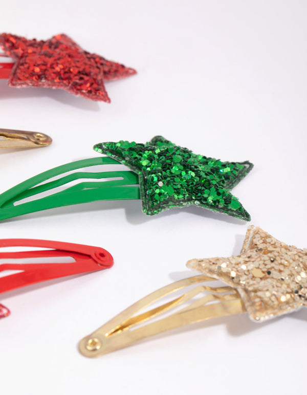 Kids Glitter Star Snap Clip 6-Pack