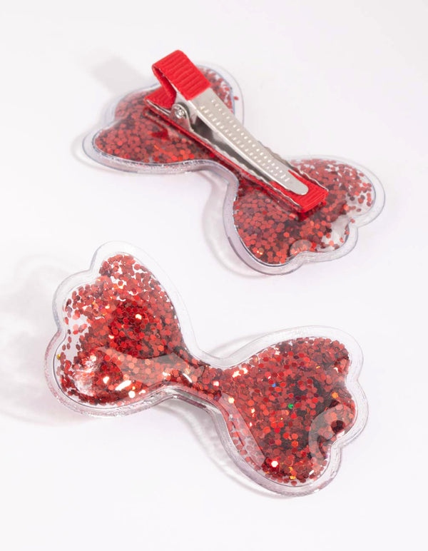 Kids Red Bow Clips