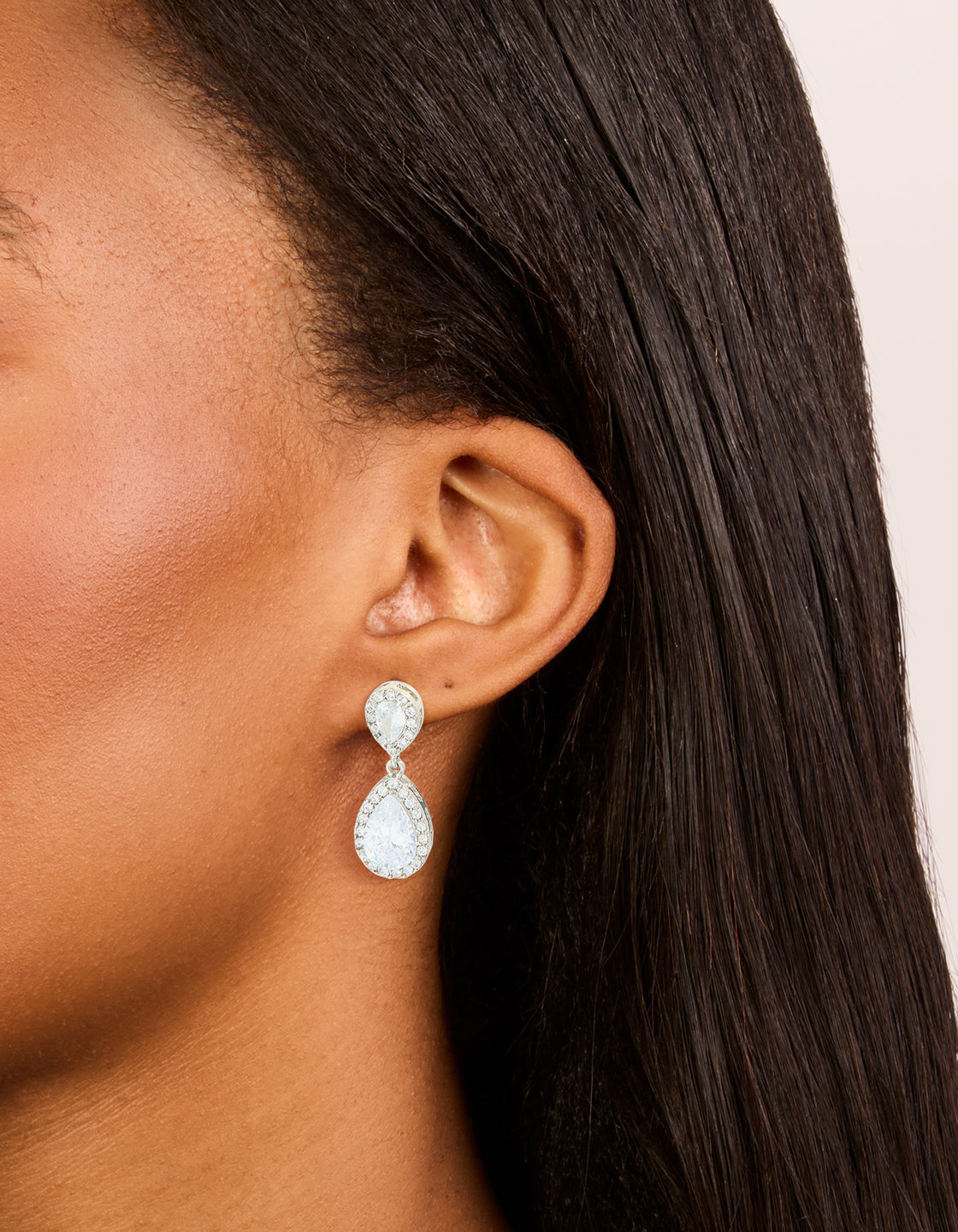 Silver Cubic Zirconia Angelina Drop Earrings