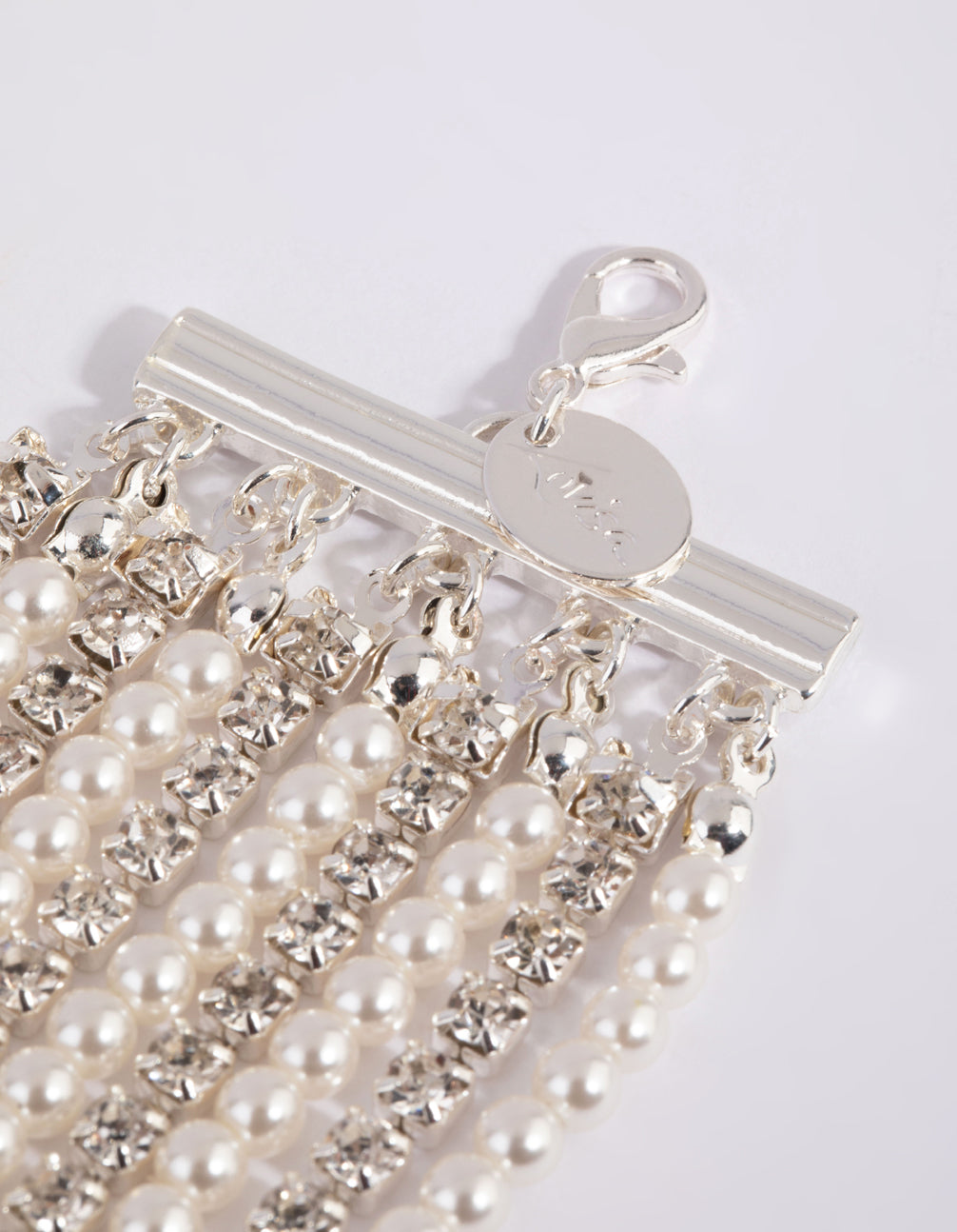 Silver Cup Chain Pearl Bracelet