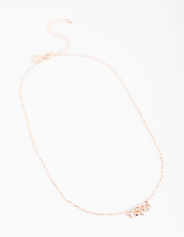 Rose Gold Diamante Infinity Heart Necklace