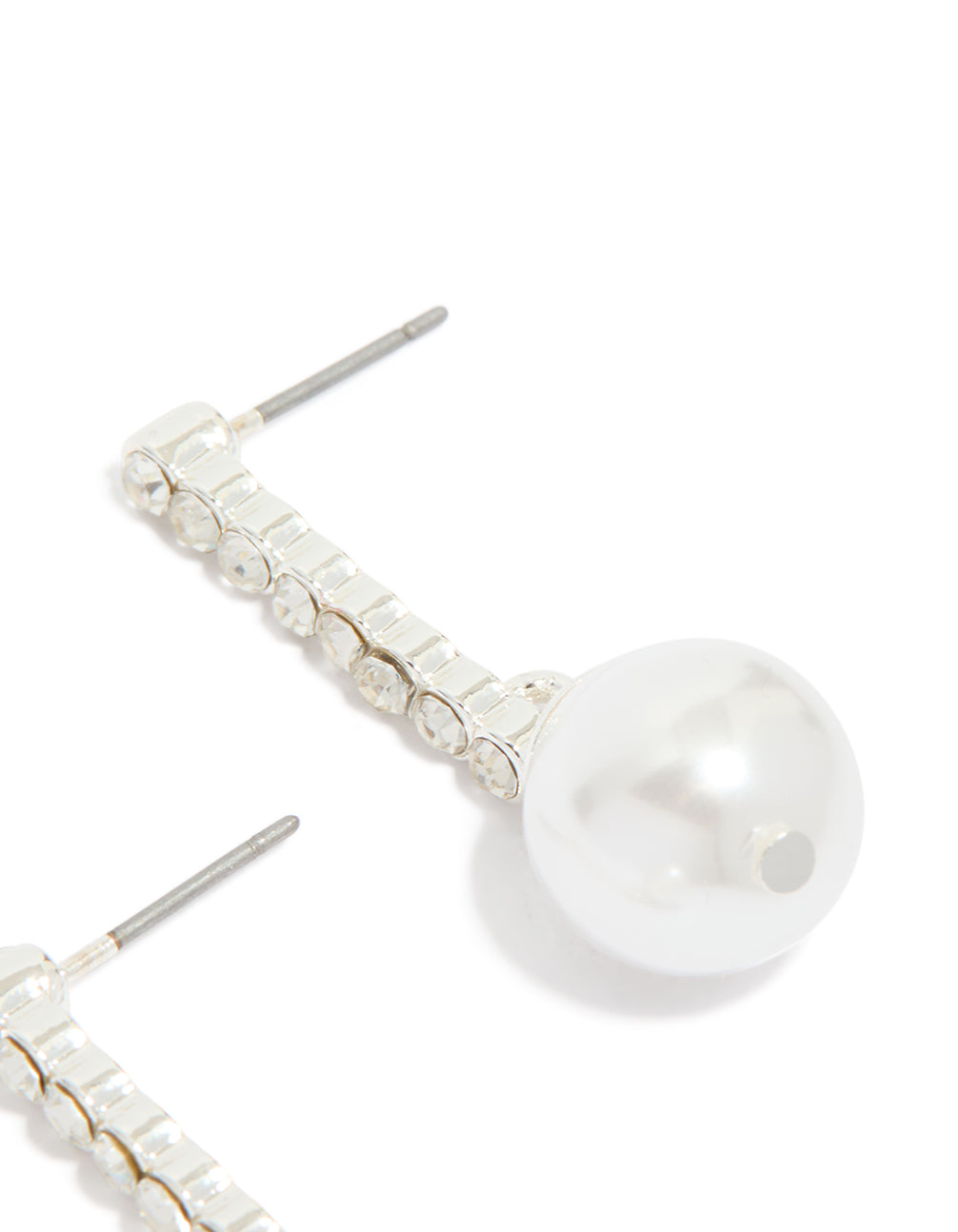 Silver Diamante & Pearl Drop Earrings