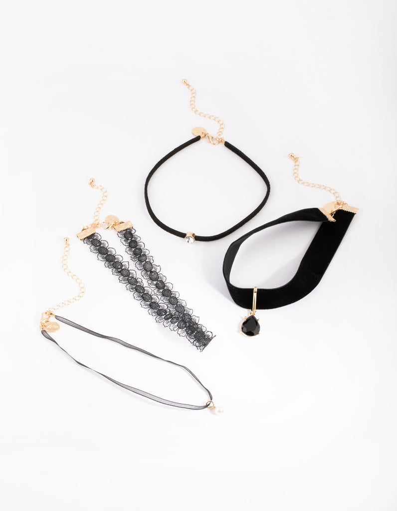 Gold Lace & Teardrop Choker 4-Pack - Lovisa