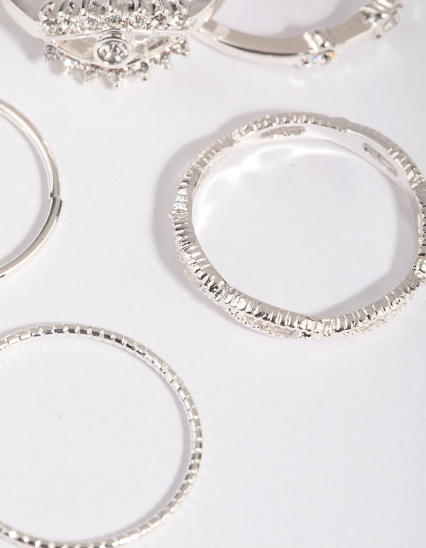 Silver Evil Eye Ring 5-Pack