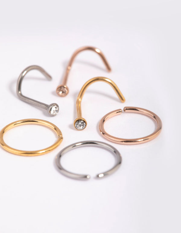 Titanium Nose Stud 6-Pack