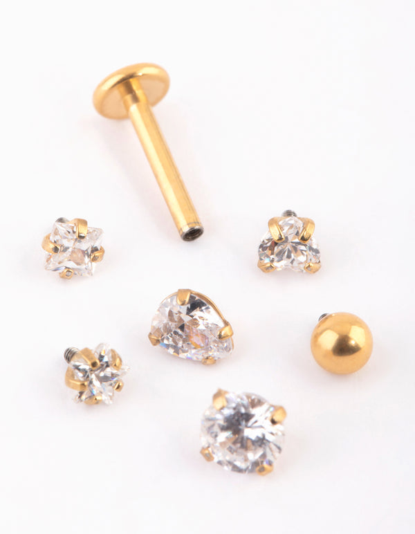 Gold Plated Titanium Flat Back 6-Pack