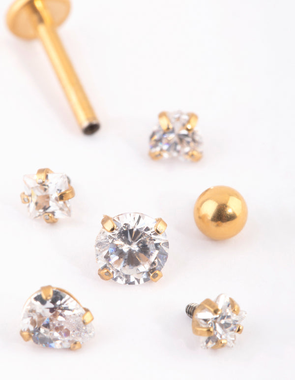 Gold Plated Titanium Flat Back 6-Pack