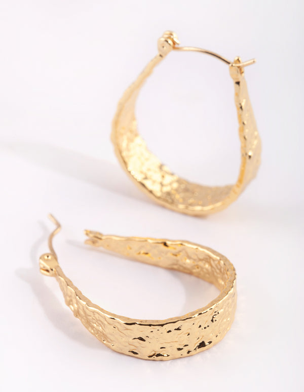 Gold Plated Molten Hoop Earrings