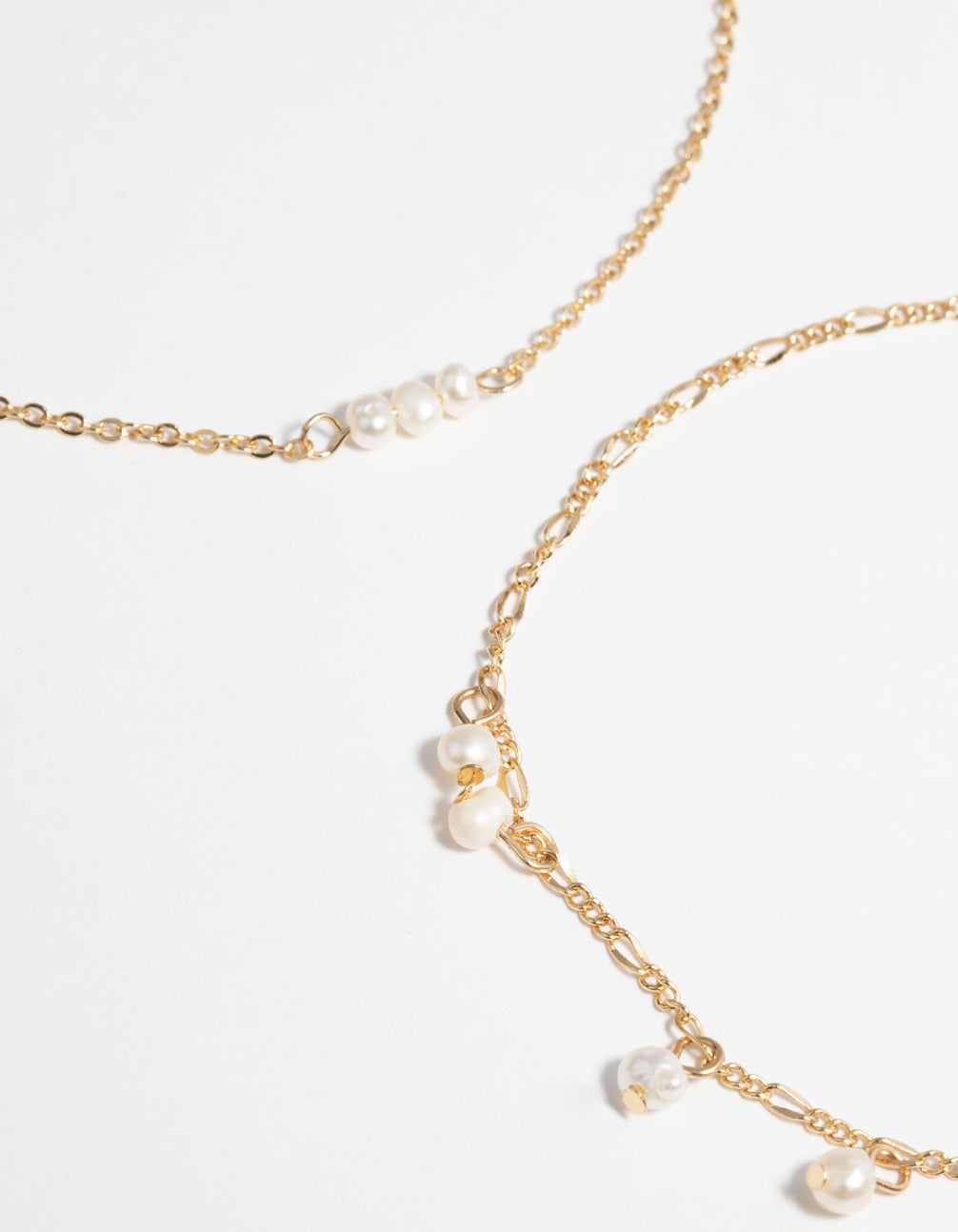 Gold Plated Anklet Set with Freshwater Pearls