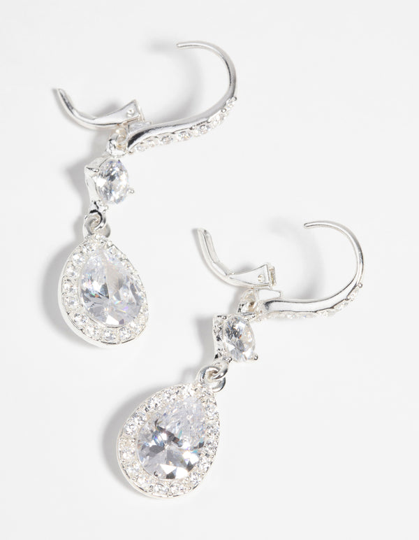 Silver Cubic Zirconia Pear Drop Earrings