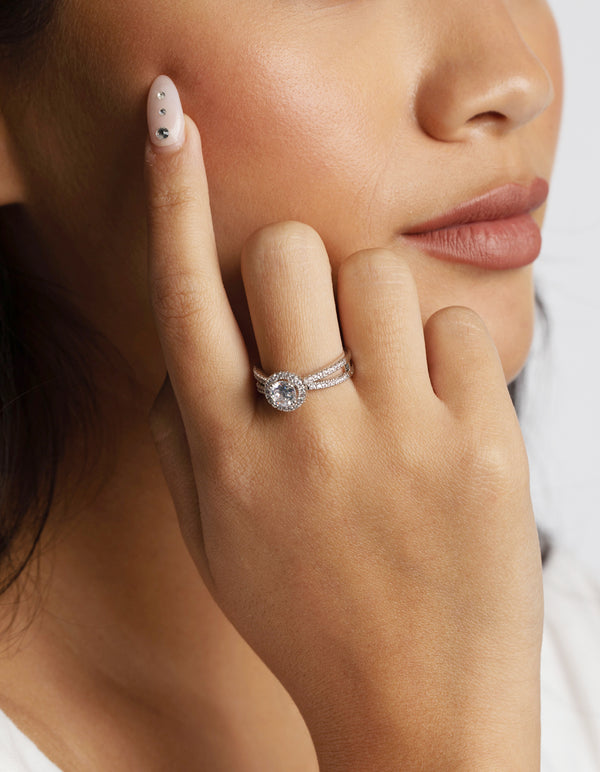 Silver Baguette Cubic Zirconia Ring