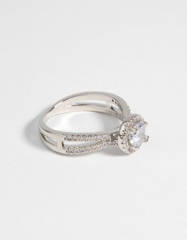 Silver Baguette Cubic Zirconia Ring