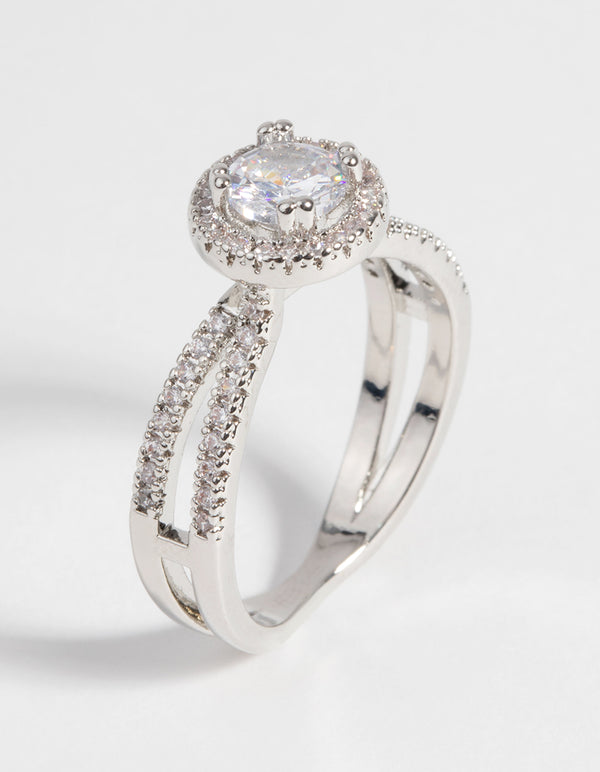 Silver Baguette Cubic Zirconia Ring