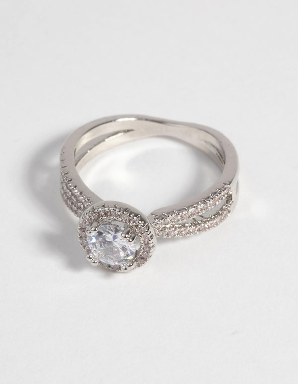 Silver Baguette Cubic Zirconia Ring