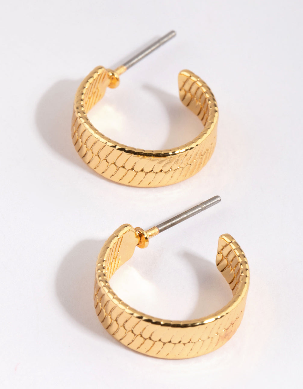 Gold Plated Textured Hoop Earrings
