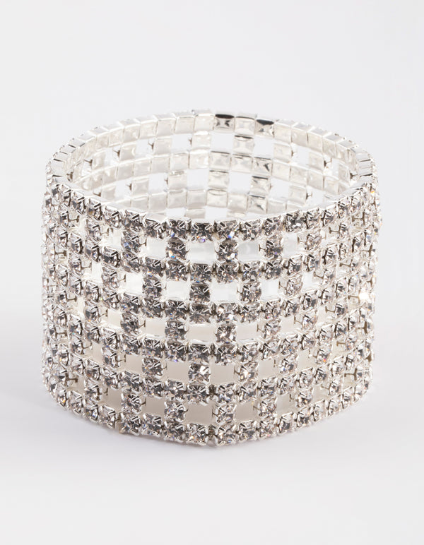 Silver Diamante Mesh Bracelet