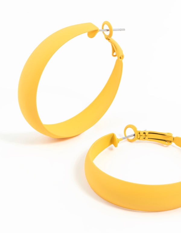 Matte Yellow Hoop Earrings