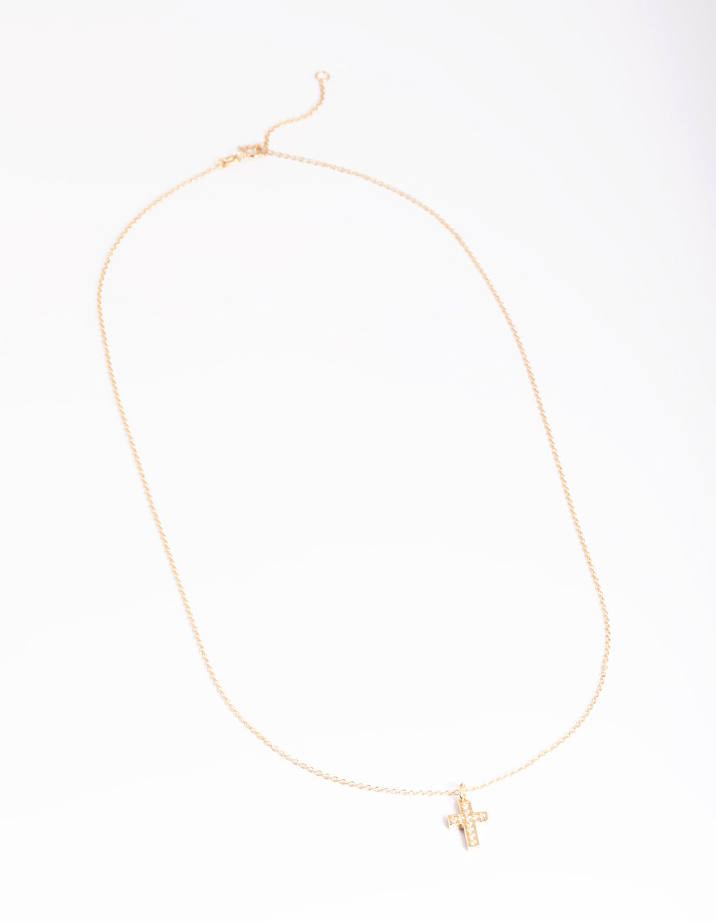 Gold Plated Sterling Silver Cubic Zirconia Cross Necklace