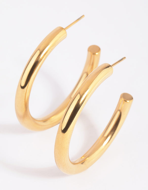 Waterproof Gold Plated Stainless Steel Hoop Earrings
