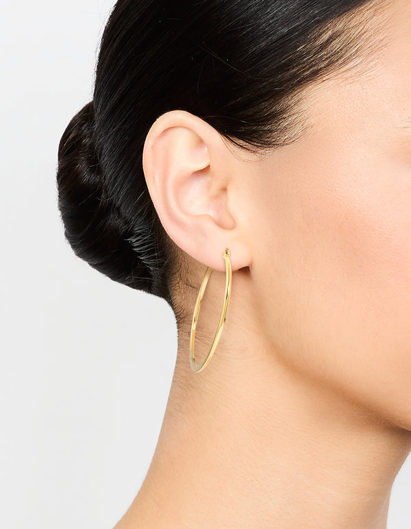 Waterproof Gold Plated Stainless Steel Thin Hoop Earrings