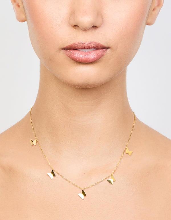 Waterproof Gold Plated Stainless Steel Butterfly Charm Necklace