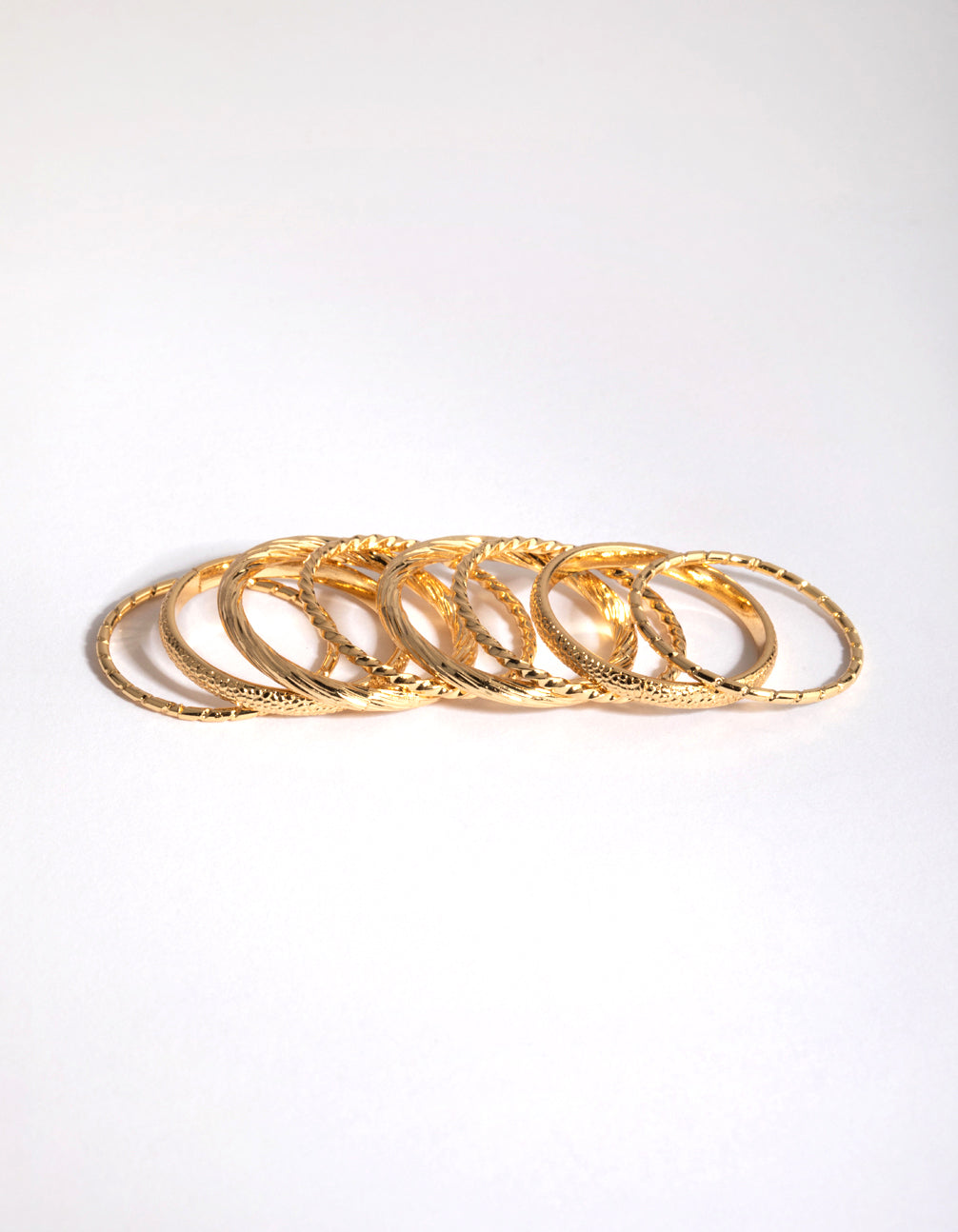 Gold Plated Textured Ring 8-Pack