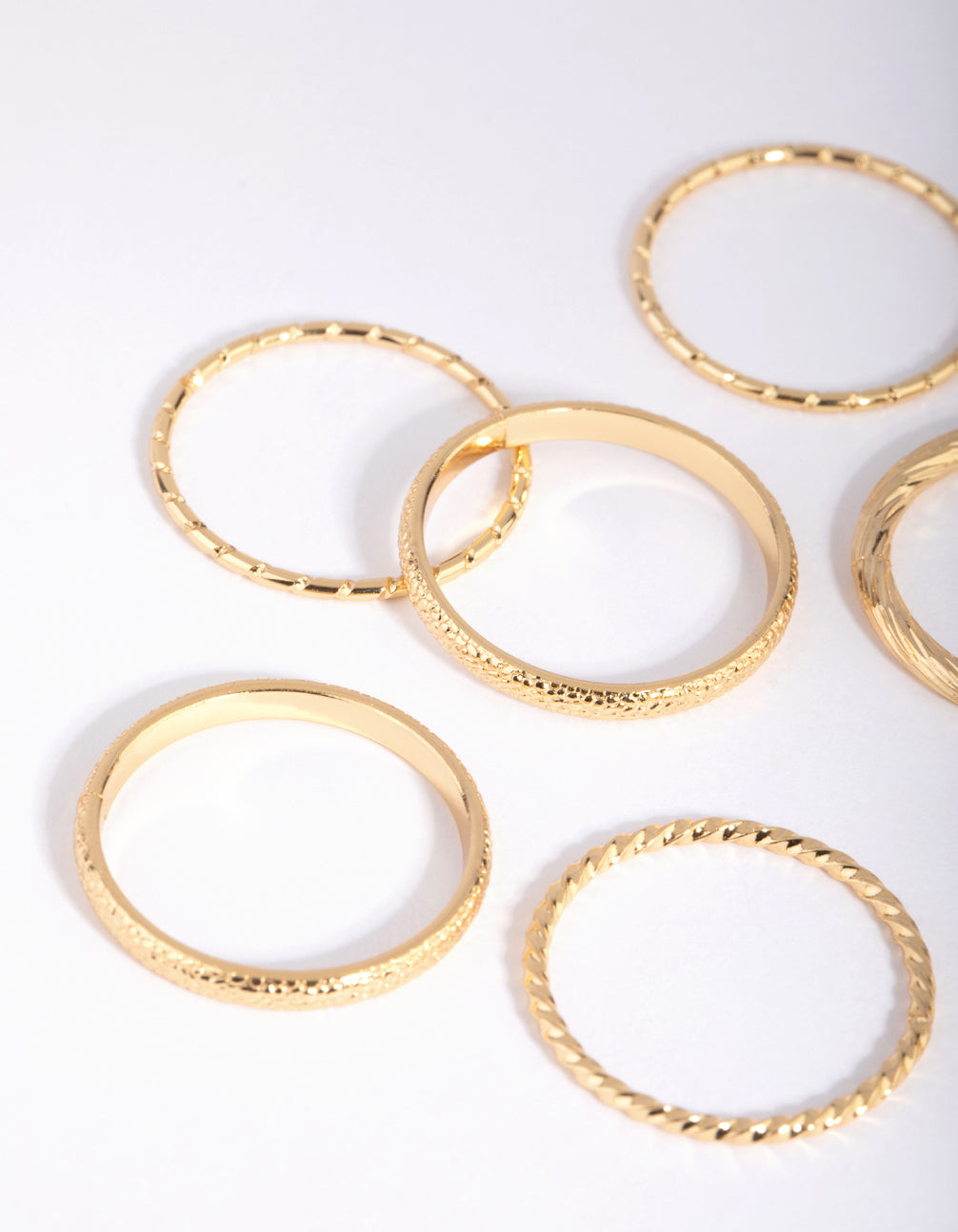 Gold Plated Textured Ring 8-Pack