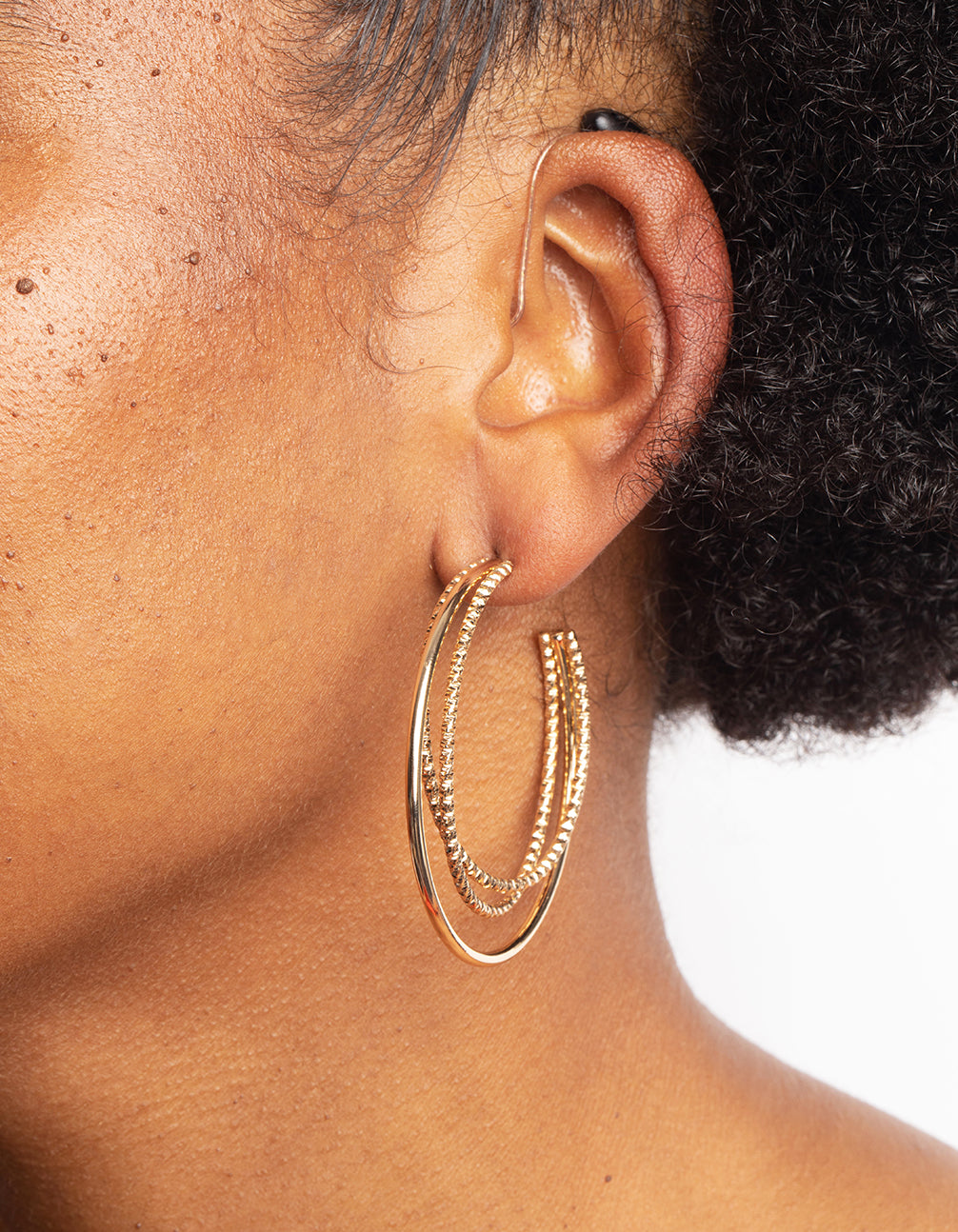 Gold Diamond Cut Hoop Earrings