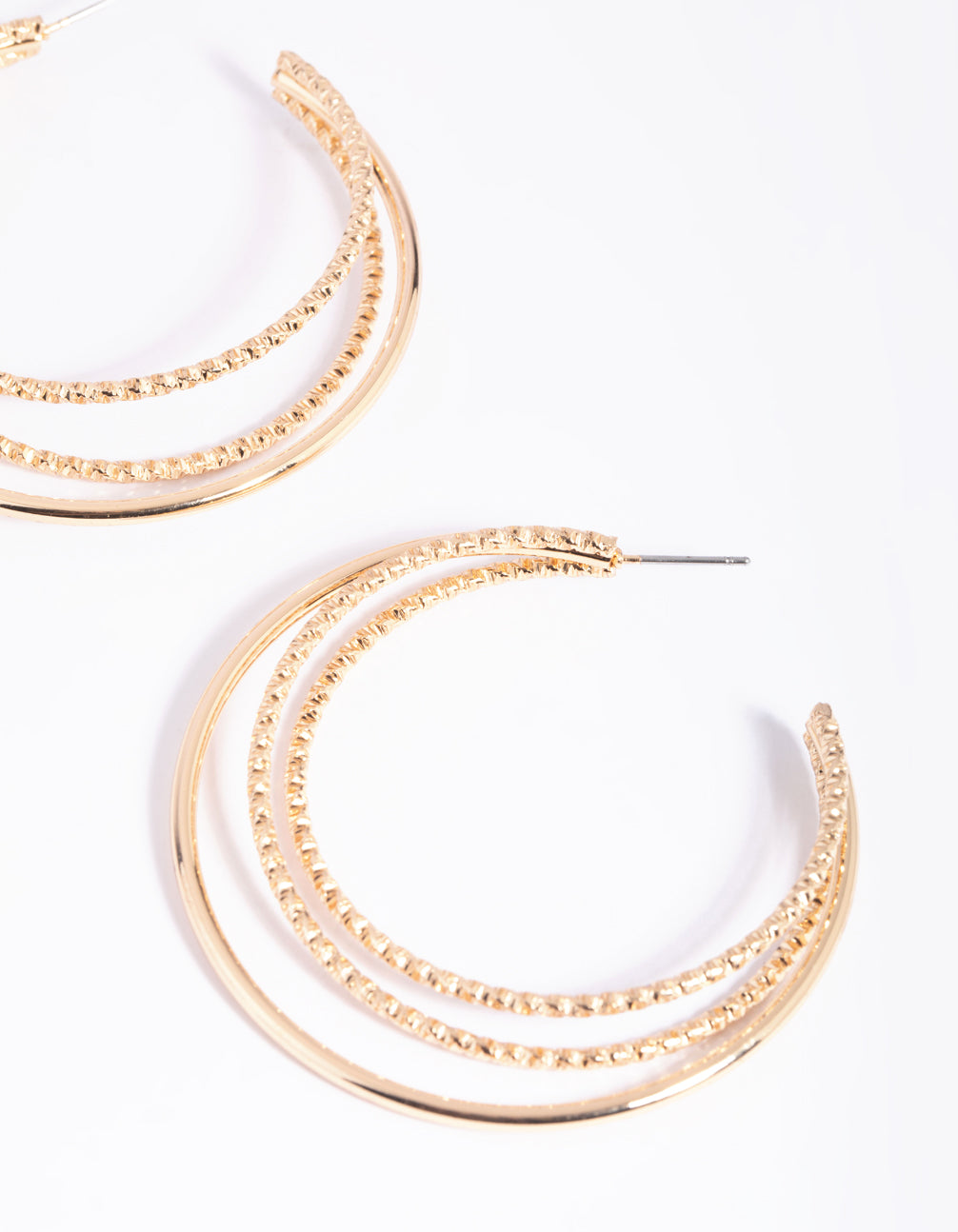 Gold Diamond Cut Hoop Earrings