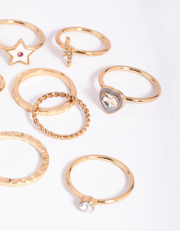 Gold Rainbow Star Ring Pack
