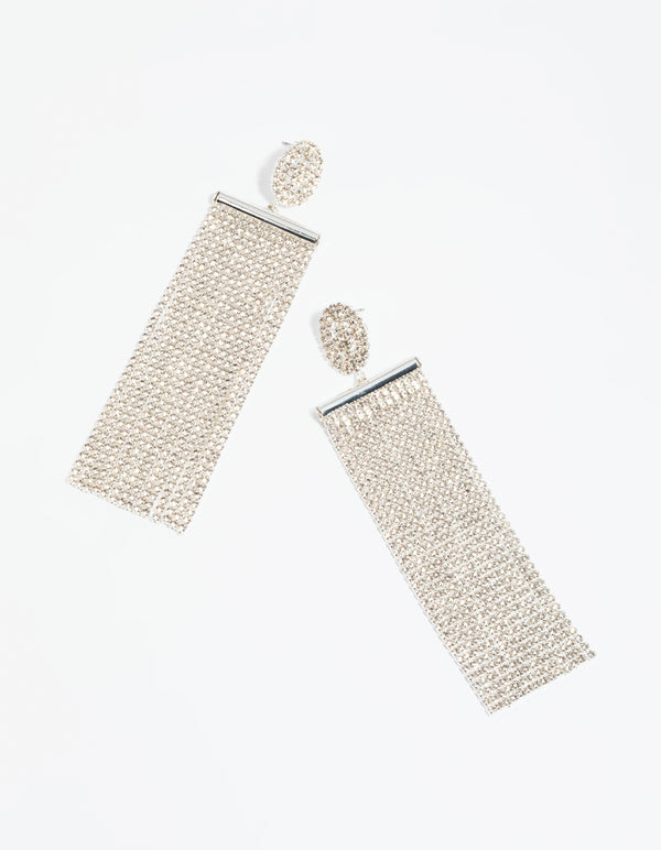 Silver Diamante Statement Earrings