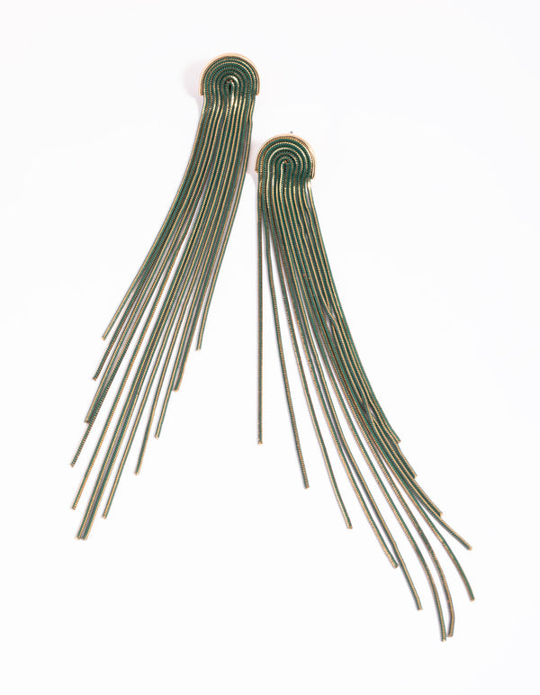 Green Diamante Waterfall Earrings