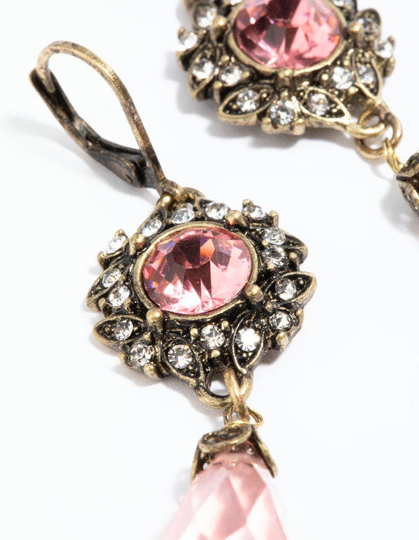 Antique Gold Vintage Pear Drop Earrings