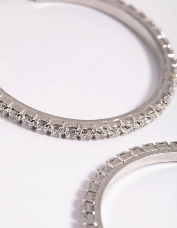 Silver Cubic Zirconia Hoop Earrings
