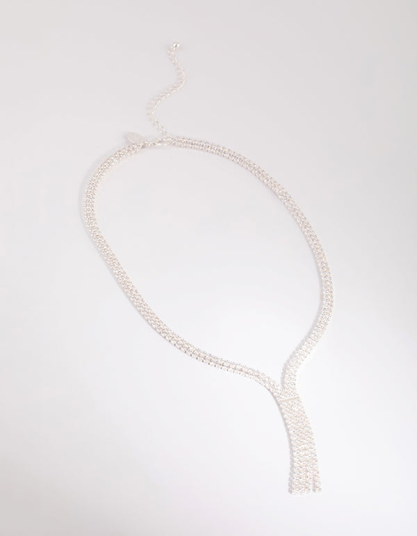 Silver Cubic Zirconia Fringe Necklace