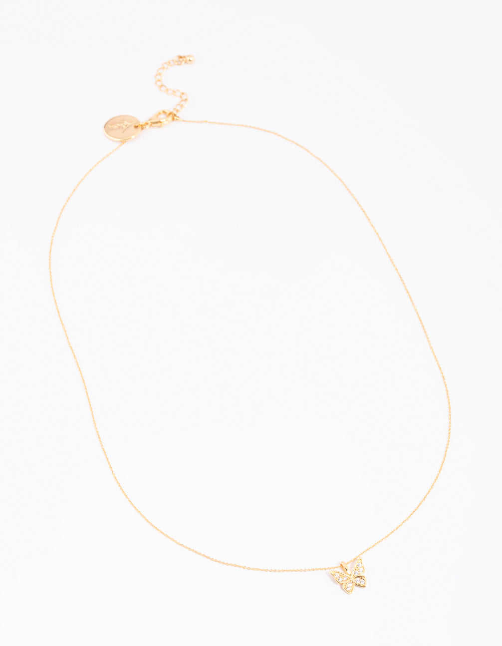 Gold Plated Brass Pave Butterfly Necklace