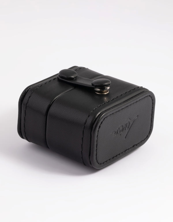 Small Black Faux Leather Ring Box