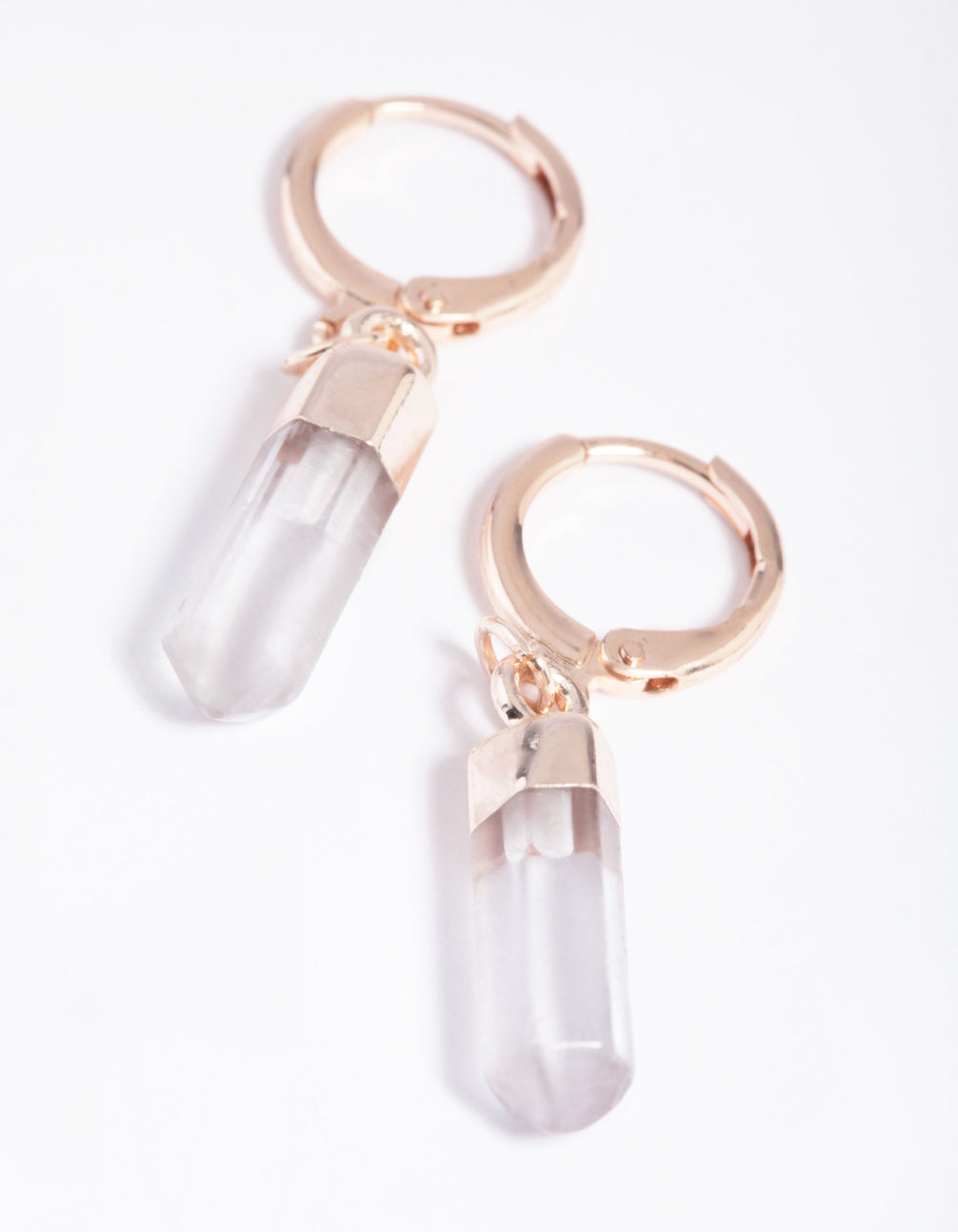Clear Quartz Huggie Hoop Earrings