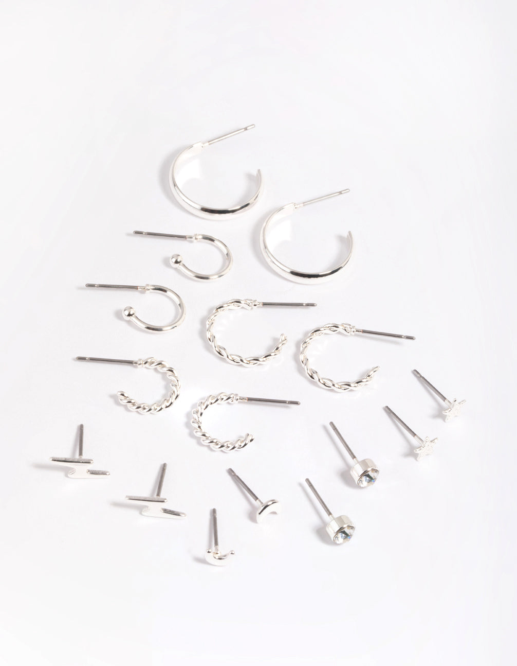 Silver Celestial Stud & Hoop Earring 8-Pack